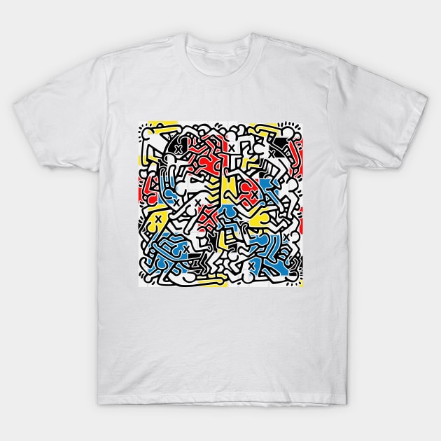 Party People Mondrian Art T-Shirt by by fend